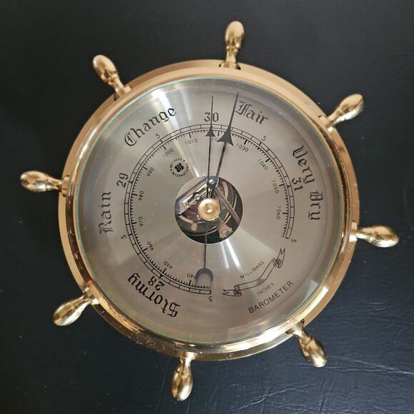 Bey-Berk Other - Bey Berk Brass SB402 Boat Ship Wheel Barometer Porthole Glass Nautical 9" Decor